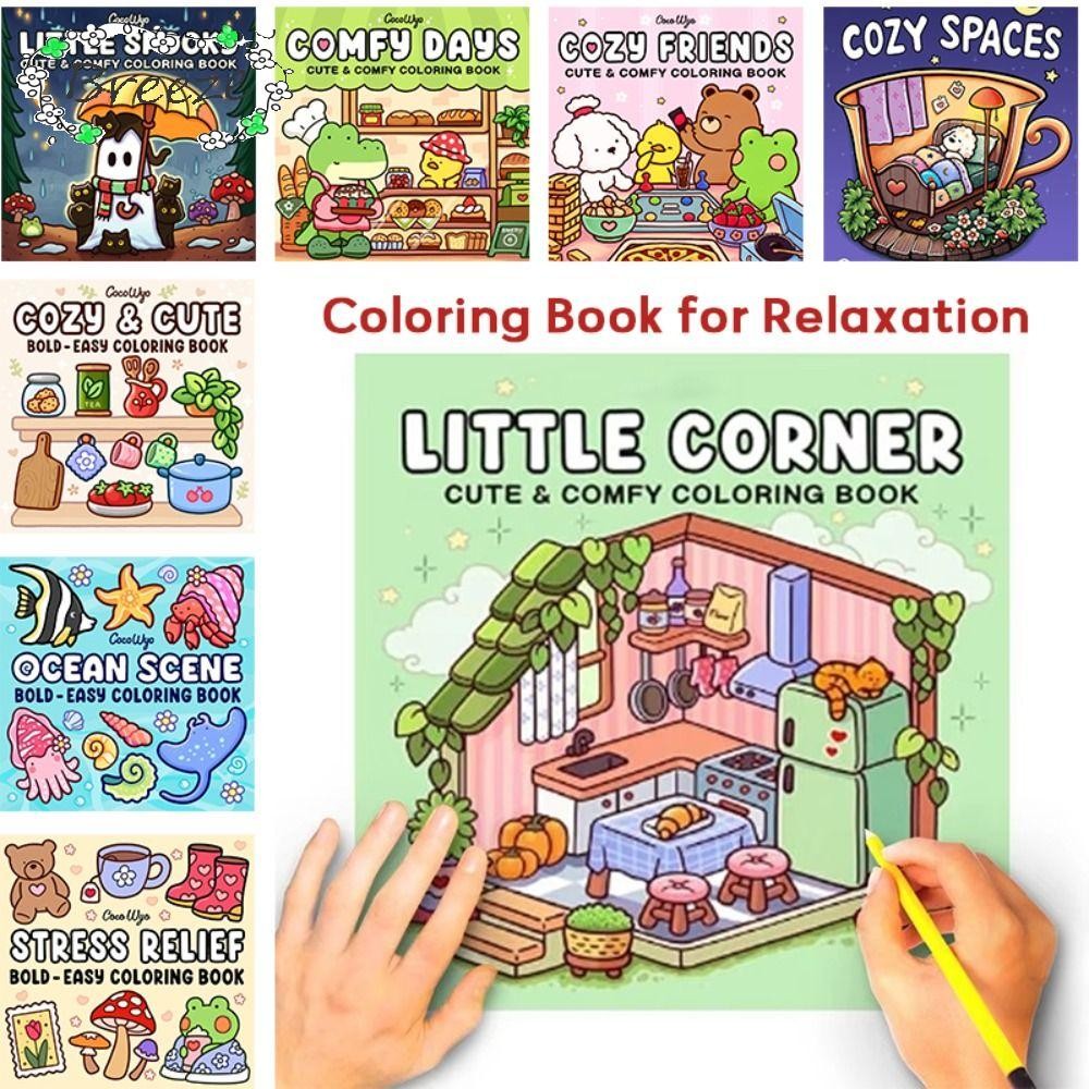 หนังสือวาดภาพกราฟฟิตี้ BREEZE, In Cozy Moments For Relaxing Spooky Cutie Coloring, Creative Featuring Cute Creepy Creatures Educational Doodles Book Adult and Teen