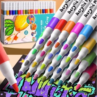 12-48 สีอะคริลิคเครื่องหมายชุดปากกา - Paint Art Marker Soft …