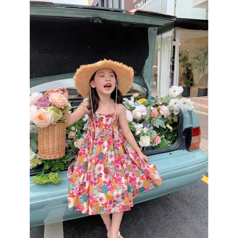 Hania Kids เดรสสำหรับเด็กผู้หญิง ผ้าฝ้ายพิมพ์ลายดอกไม้สำหรับฤดูใบไม้ผลิ - K3124786
