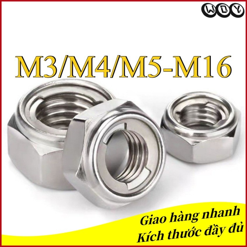 น็อตล็อคตัวเองโลหะสแตนเลส 304 M3/M4/M5-M12 (WD-YL-VN)