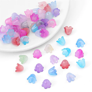 100 ชิ้น/ถุง 10x8 มม.อะคริลิค Windbell ลูกปัด Morning Glory ดอกไม้ลูกปัด Charms สําหรับต่างหูสร้อยข้อมือ DIY เครื่องประดับหัตถกรรมทํา