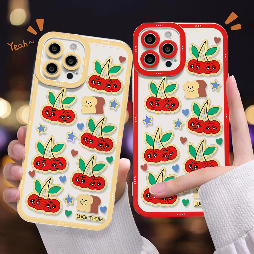 โปร่งใสTpu SILICONE Soft Case CherryสําหรับVivo Y12 Y17S Y12S Y19S Y20 Y21 Y22 Y16 Y91C Y15S Y03 Y17