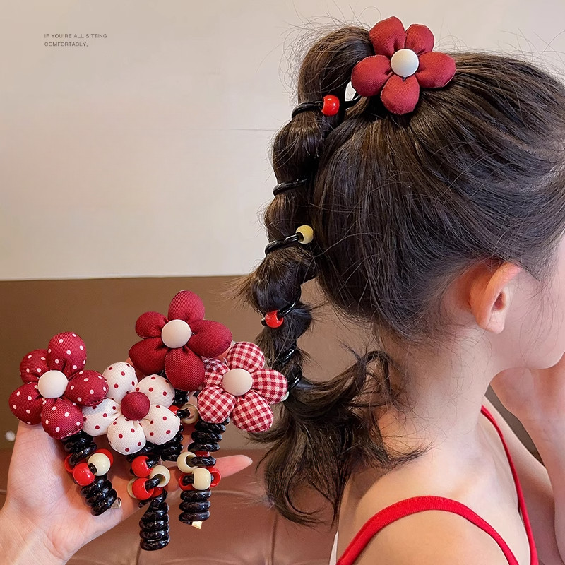 เด็กดอกไม้ฟองถักเปียคาดศีรษะ2025สาวสไตล์ใหม่สายโทรศัพท์ผมแหวนผ้าโพกศีรษะ