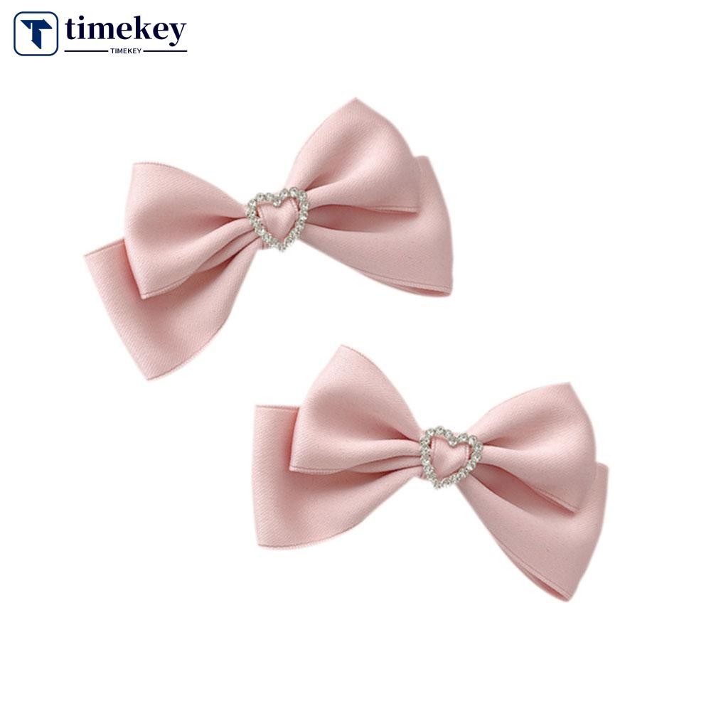 TME กิ๊บรูปหัวใจ 2 ชิ้น โบว์RhineStone สำหรับผมหางม้า ทรงKawaii Lolita คอสเพลย์ JK