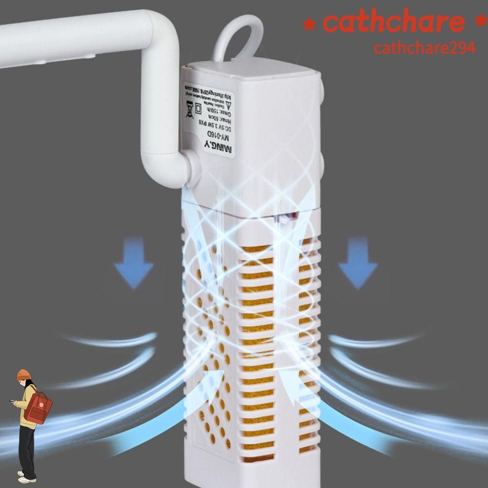 CATHCHARE294 ตัวกรองปั๊มน้ํา, ตัวกรองถังปลาเงียบ 150L/H, 0.6M 3.5W Aquarium ภายในออกซิเจนกรอง USB