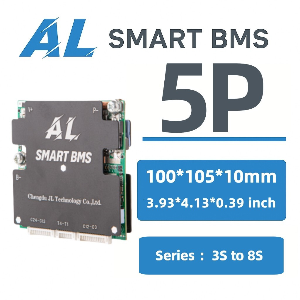 	AL-AB8S5P สมาร์ท BMS 3-8S 50A APP บลูทูธ Active Balance LiFePO4 Li-ion UART CAN RS485 EBike Solar P