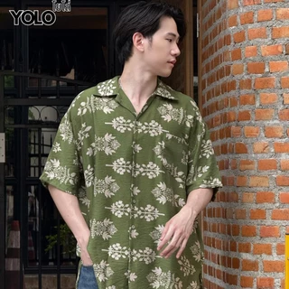 YOLOเสื้อเชิ้ตFREE SIZEเสื้อเชิ้ตแขนสั้น เนื้อผ้าดี ใส่สบาย ผ้าพิมพ์ลายทั้งผืน Y25002