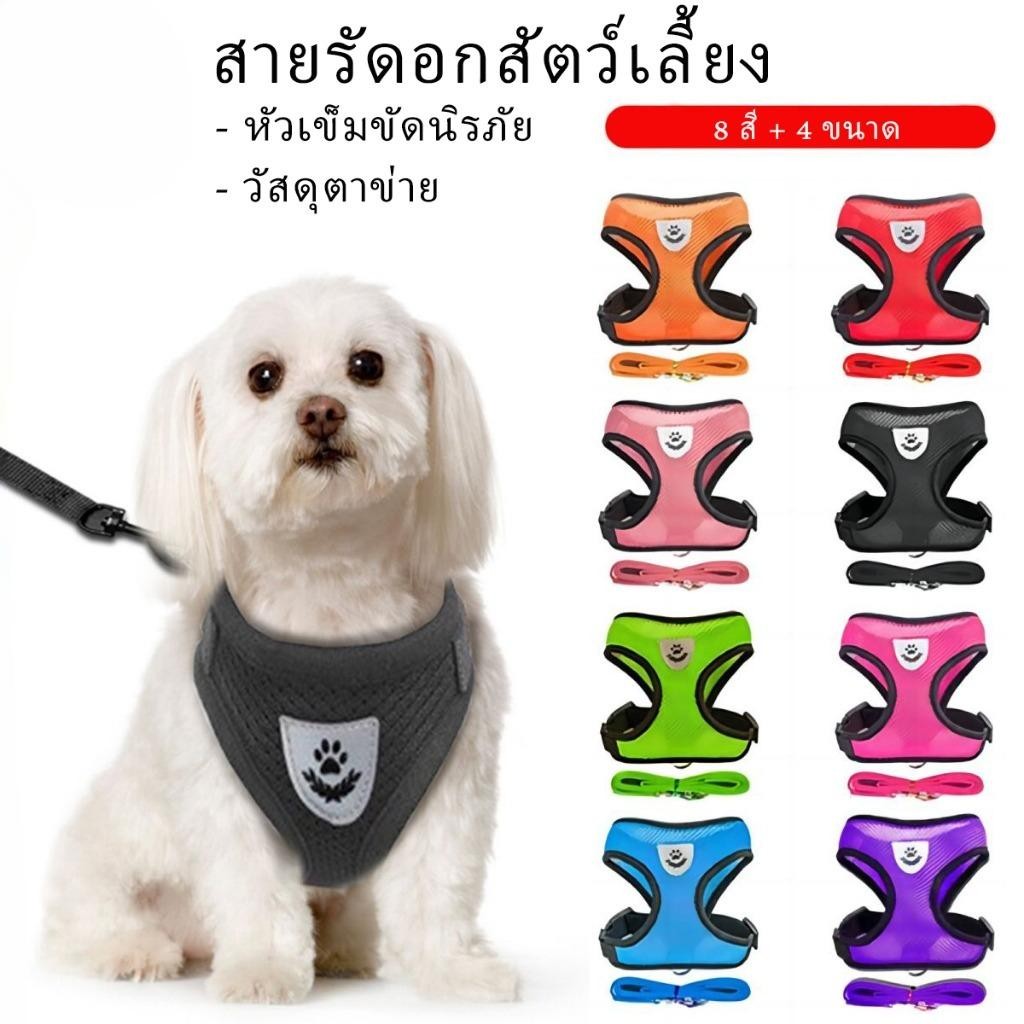 สายรัดอกสัตว์เลี้ยงสายจูงแมวรัดอก จูงหมา สําหรับสัตว์เลี้ยง สุนัข แมว กระต่าย ขนาดเล็ก เสื้อจูงแมว ผ้าตาข่าย พร้อมสายจูง