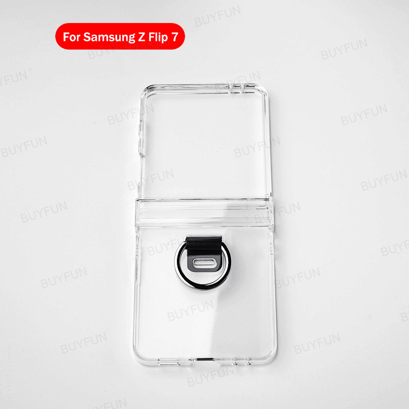 transparent shell with ring For Samsung Galaxy Z Flip 7 5G ZFlip7 zFlip Flip7 Casing whit hinge ราคา ถูกที่สุด ดีลบีเคเค แกลเลอรีภาพที่ 9