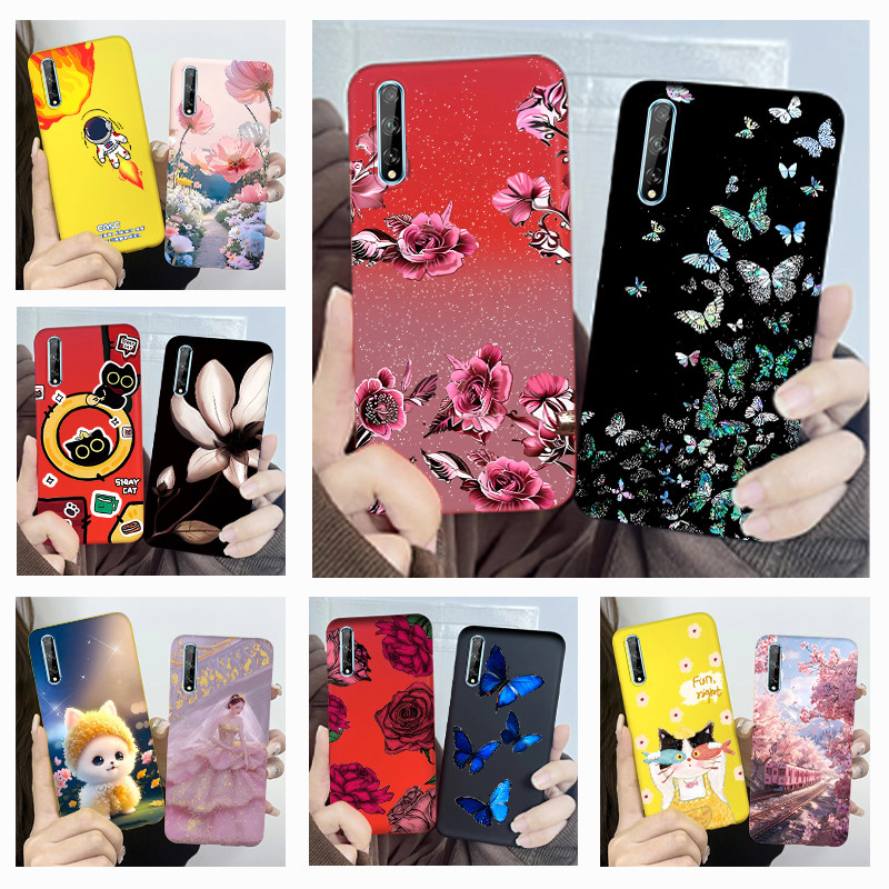 สําหรับ Huawei Y8p 2020 AQM-LX1 ปลอกยอดนิยมผีเสื้อดอกไม้ Soft Jelly ซิลิโคน Matte เคสโทรศัพท์สําหรับ