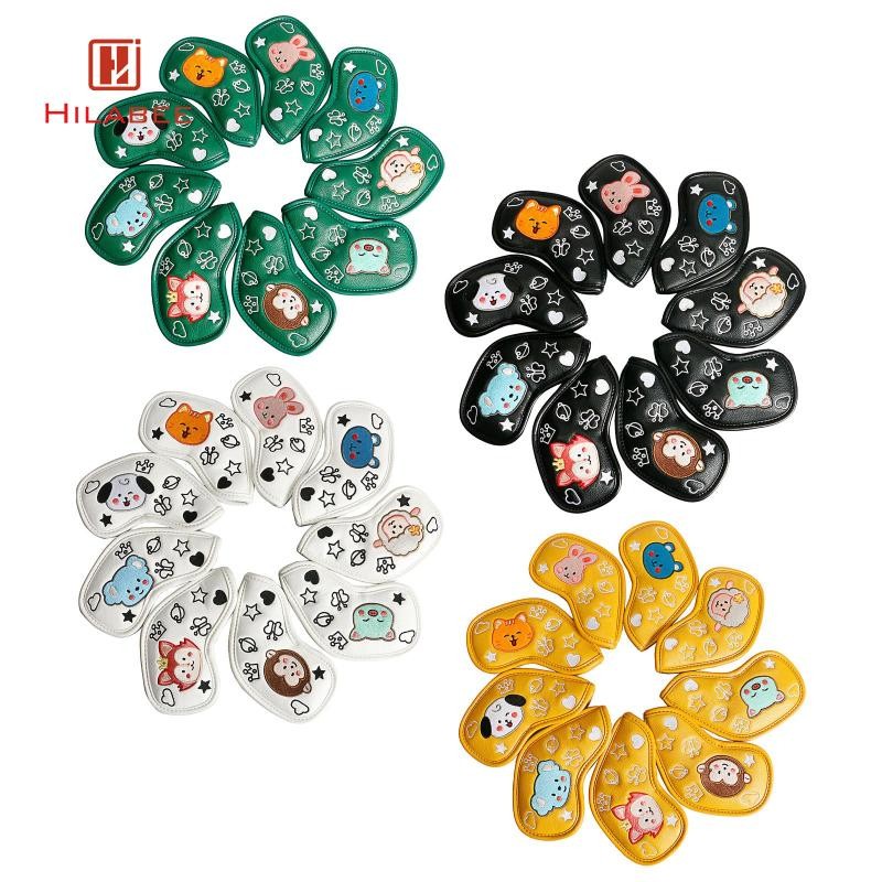 HILABEE 9 ชิ้นกอล์ฟเหล็ก Headcover แขน Club Headcovers 4-9 PS Wrap สําหรับผู้หญิงผู้ชายกีฬากลางแจ้ง