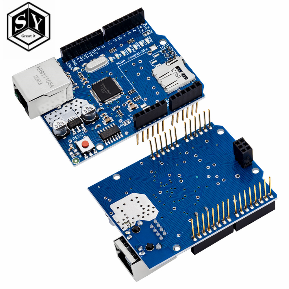 1pcs Shield Ethernet Shield W5100 R3 UNO Mega 2560 1280 328 UNR R3 W5100 บอร์ดพัฒนาสําหรับ arduino