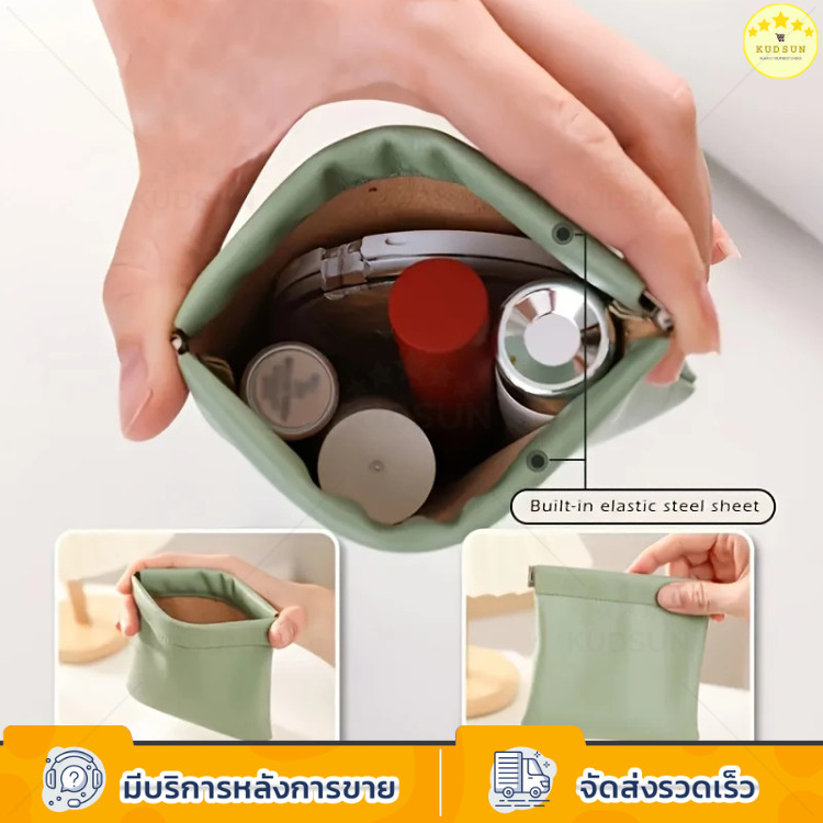 KUDSUN กระเป๋าใส่เหรียญ ใส่บัตรการ์ด กุญแจ เครื่องประดับ หูฟัง หนัง PU กันน้ำ ขนาดเล็ก น้ำหนักเบา แบบพกพา - รูปที่ 3