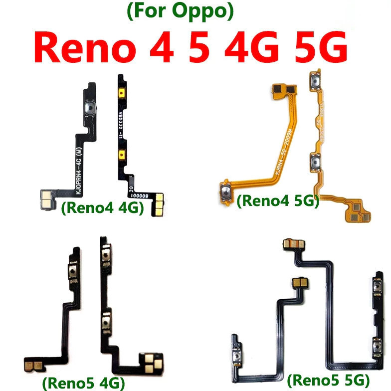 On Off ปุ่มปรับระดับเสียงไฟ Flex สําหรับ Oppo Reno5 4G 5G Reno4 4G 5G สวิตช์กุญแจด้านข้าง Flex Cable