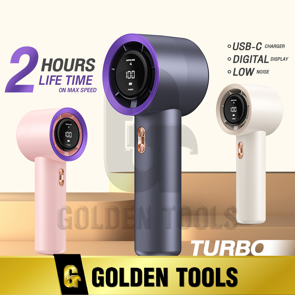 CuffCase พัดลมพกพา Turbo Handle Fan รุ่น AirGo T11 เย็นแรง 199 ระดับ พัดลมไร้สาย ชาร์จ Type-C พกง่าย