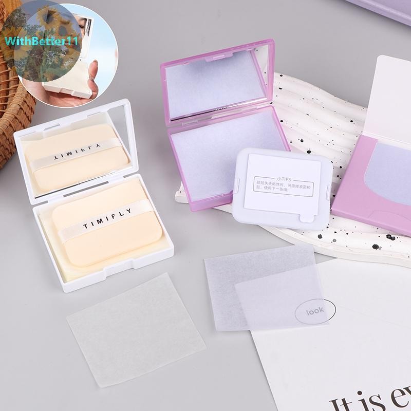 แผ่นซับน้ํามันดีกว่าพร้อมพัฟแต่งหน้า 100 ชิ้น Matting Face Wipes กระดาษควบคุมน้ํามันดูดซับน้ํามันทําความสะอาดเครื่องมือแต่งหน้า Skin Care TH