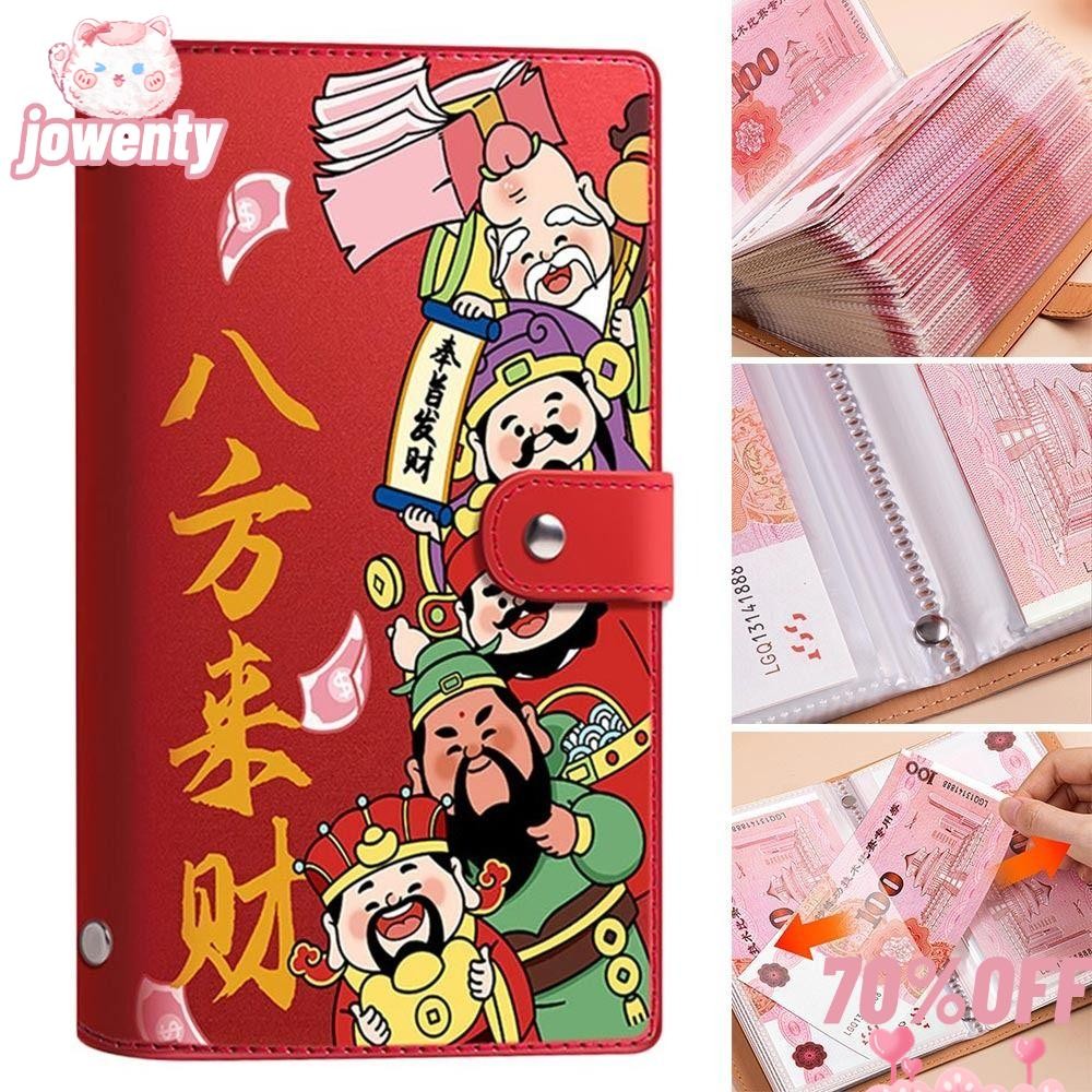 Jowenty 100 ซองประหยัดเงิน Challenge รวยค้างคืนประหยัดเงิน Mini Binder Saving Challenge, ตลก PU ความจุขนาดใหญ่นํากลับมาใช้ใหม่ Saving Challenges แผ่นคู่