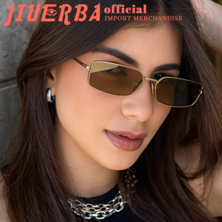 JIUERBA แฟชั่นโลหะวินเทจแว่นกันแดดกรอบเล็กเทรนด์แว่นกันแดดบั…