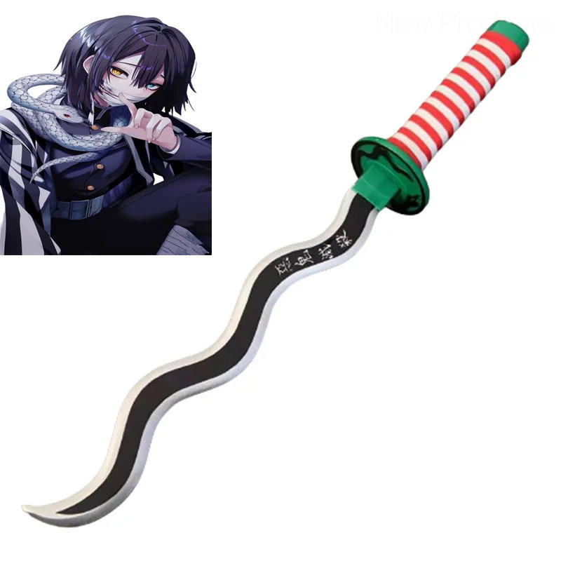 💝 Cosplay Iguro Obanai Kimetsu no Yaiba Bamboo Assembled 24inch Katana Sword Kamado Tanjirou 60cm De