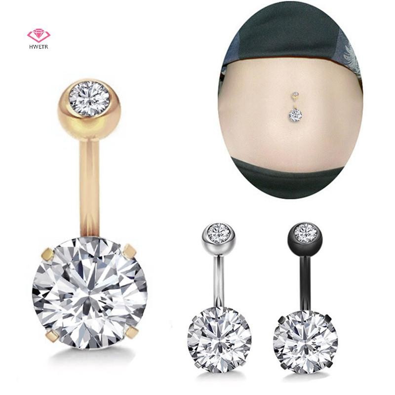 Hwetr แหวนปุ่มท้องคริสตัล Rhinestone เครื่องประดับ Navel Bar Body Piercing เครื่องประดับใหม่