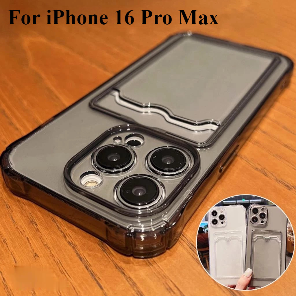 เคสใส ใส่บัตร for iPhone 17 11 16 15 12 13 14 Pro Max XR 7 8 Plus SE เคสโทรศัพท์ที่ใส่ช่องเสียบการ์ด ซิลิโคนอ่อนนุ่ม