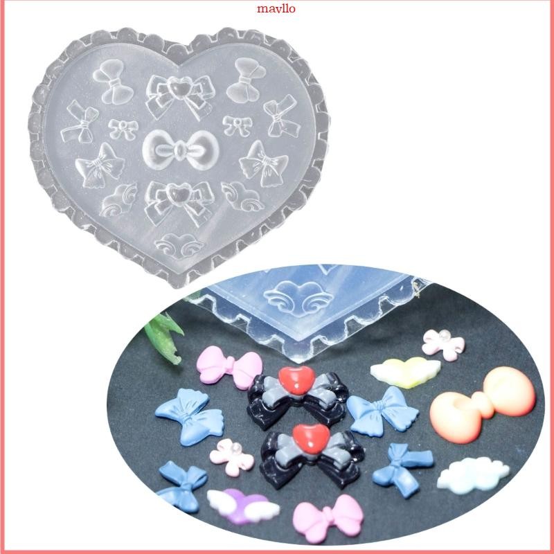 Mavlo Bows Nail Art แม่พิมพ์ซิลิโคนลายนูน 3D เล็บ Mould ตกแต่งสําหรับ Manicurists
