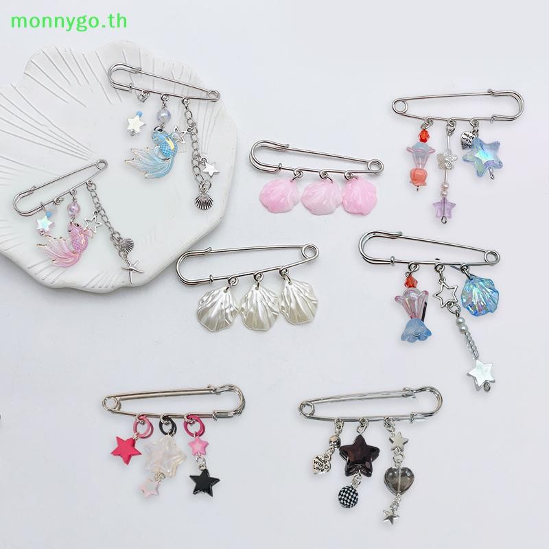 Monnygo Y2k Gothic หวานลูกปัดเข็มกลัดสไตล์ Paperclip Lapel Pin เอวหัวเข็มขัดแฟชั่นรองเท้าผ้าใบ Badge เสื้ออุปกรณ์เสริม TH