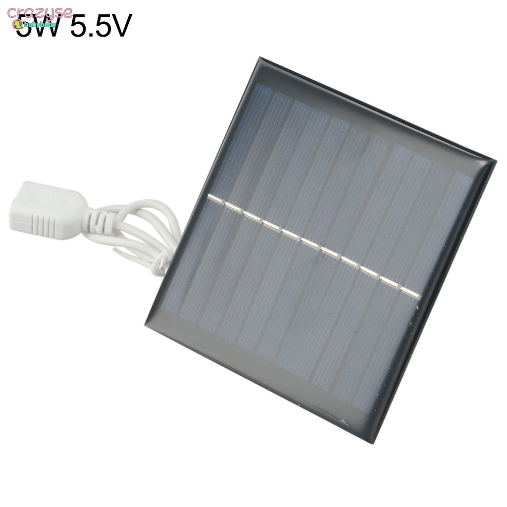[Cra]แผงโซลาร์เซลล์ 5w 5.5V คุณภาพสูงพร้อมเครื่องชาร์จพลังงานแสงอาทิตย์เอาต์พุต USB สามารถชาร์จแบตเตอรี่ 3.7V-5V