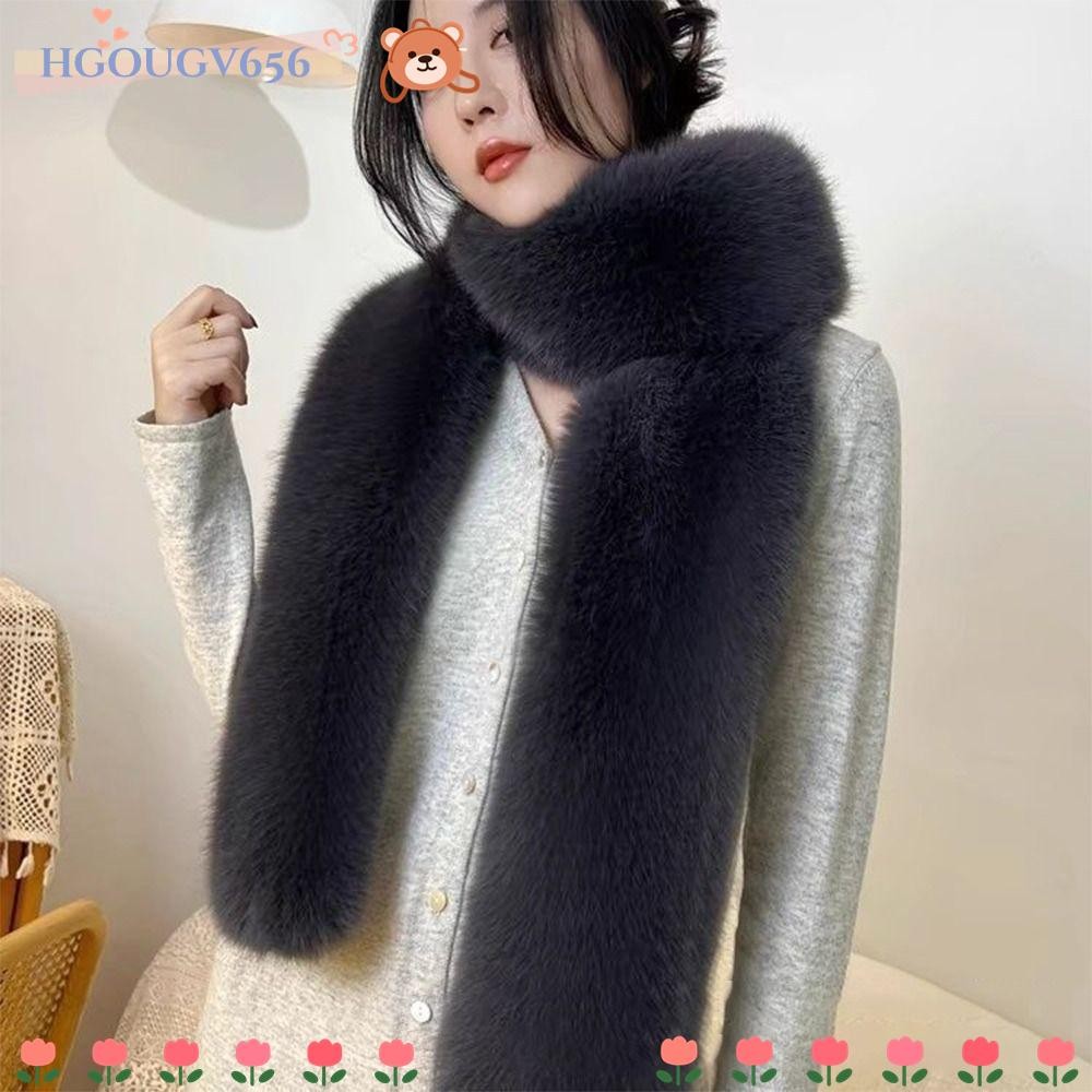Hgougv656 ขนสัตว์ปลอมผ้าพันคอยาว, 6 สี 180 ซม.หนาหรูหรา Wraps ผ้าคลุมไหล่, ขนสัตว์ตกแต่ง Vintage Fluffy Plush สุภาพสตรีผ้าพันคอกลางแจ้ง