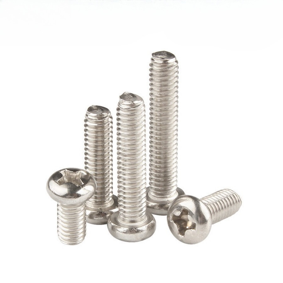 น็อต สกรู หัวกลม หัวแพน แฉก P+ นิกเกิล เกลียวมิล หยาบ/Pan Head Phillip Machine Screw nickel /สกรู JP นิกเกิล หัวกลมแฉก  M1/M1.2/M1.4/M1.6/M2/M2.5/M3/M4/M5/M6 * L2-50mm (ZHX-LD-TH-1) - รูปที่ 3