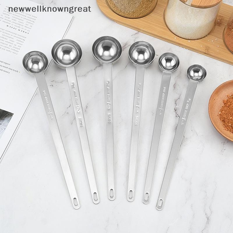 Newwellknowngreat Coffee Scoops ด้ามยาว 201 สแตนเลสสตีลนมกาแฟ Scoop ช้อนตวงเหมาะกับคอนเทนเนอร์กาแฟสําหรับ Ground Coffee CAD