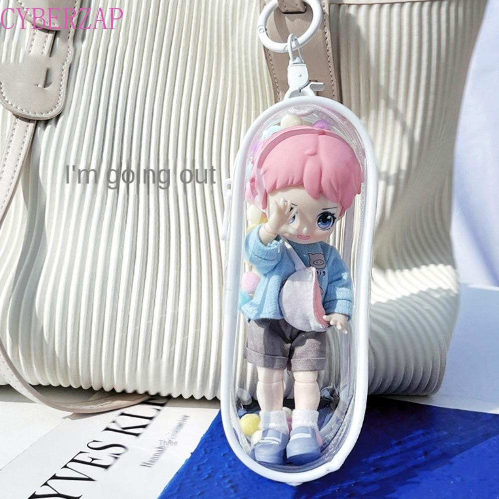 Cyberzap กระเป๋าตุ๊กตา PVC แบบพกพาใส OB11 Doll Outing Bag, Storage Manager กระเป๋าเก็บของโปร่งใส PVC โปร่งใสตุ๊กตา Outing Bag Key Chain