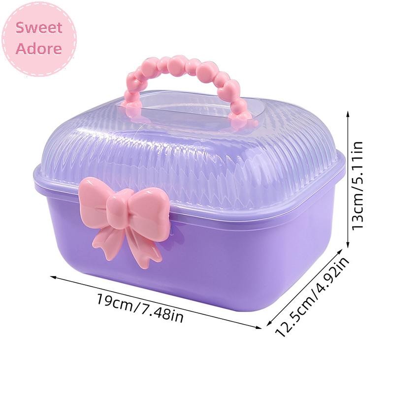 Sweetadore เล็บเคล็ดลับเล็บเครื่องมือเจลทาเล็บเล็บปลอมกล่องสะสมเล็บปลอมอุปกรณ์เสริมผม Double-deck Bow กล่องเก็บ TH - รูปที่ 3