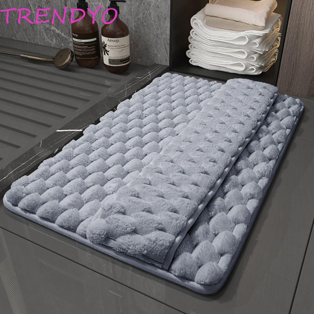 Trendyo Flannel Shaggy พรมห้องน้ําตุ๊กตาหนาสบาย, พรมปูพื้นห้องน้ําดูดซับอเนกประสงค์นุ่มห้องนอน
