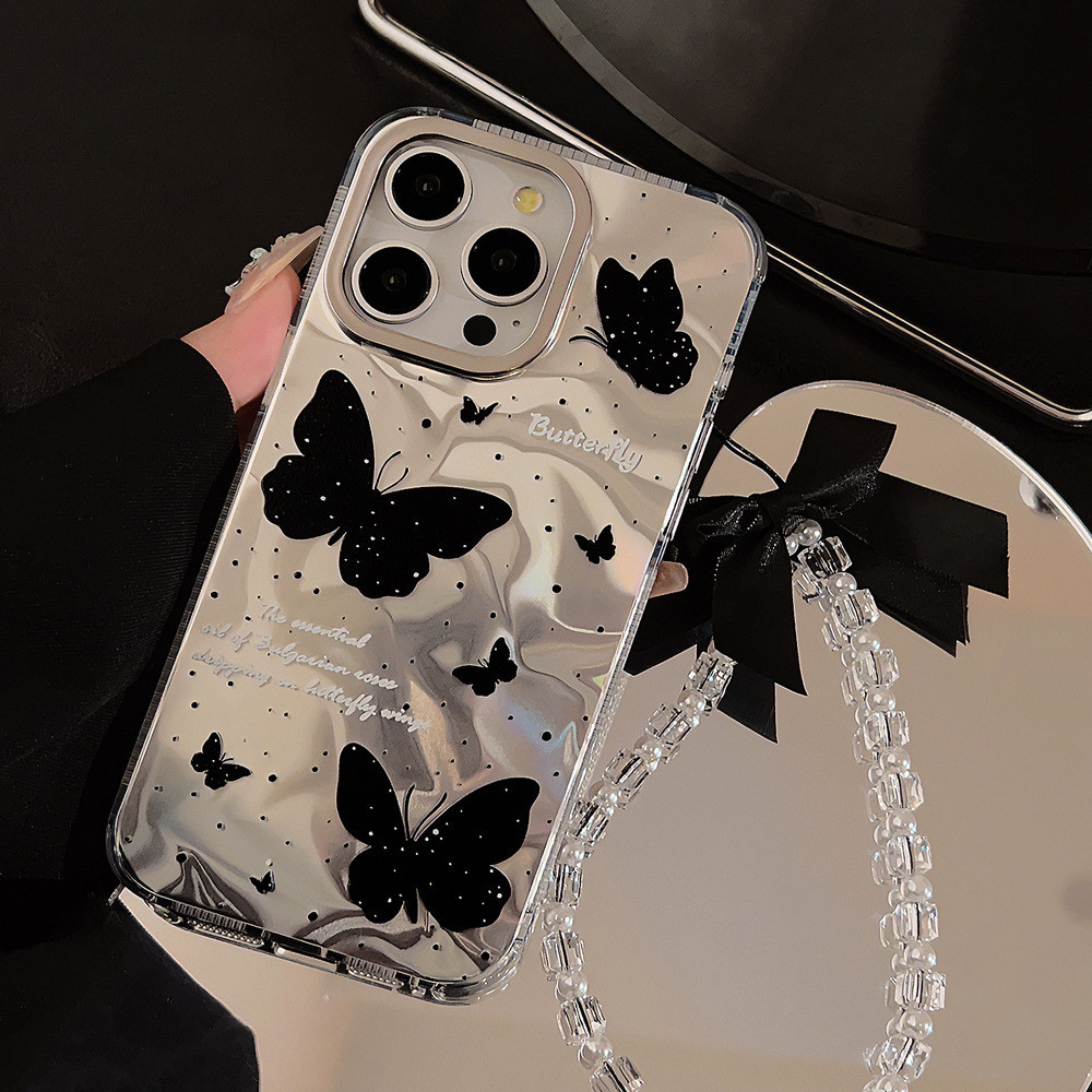 โรแมนติก ผีเสื้อ เคสโทรศัพท์ For iPhone 12 13 15 16 11 14 Pro Max XR X 7 6S 8 6Plus XS Max SE เลเซอร์ แวววาว ตลกดีนะ เคส ราคา ถูกที่สุด ดีลบีเคเค แกลเลอรีภาพที่ 7