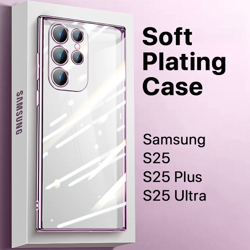 Samsung S26 Ultra Case S26 Plus S25 FE S24 Casing Ultra Thin Soft Frosted Transparent Plating Full Protect Camera กันกระแทกป้องกันลายนิ้วมือแฟชั่นที่สวยงาม