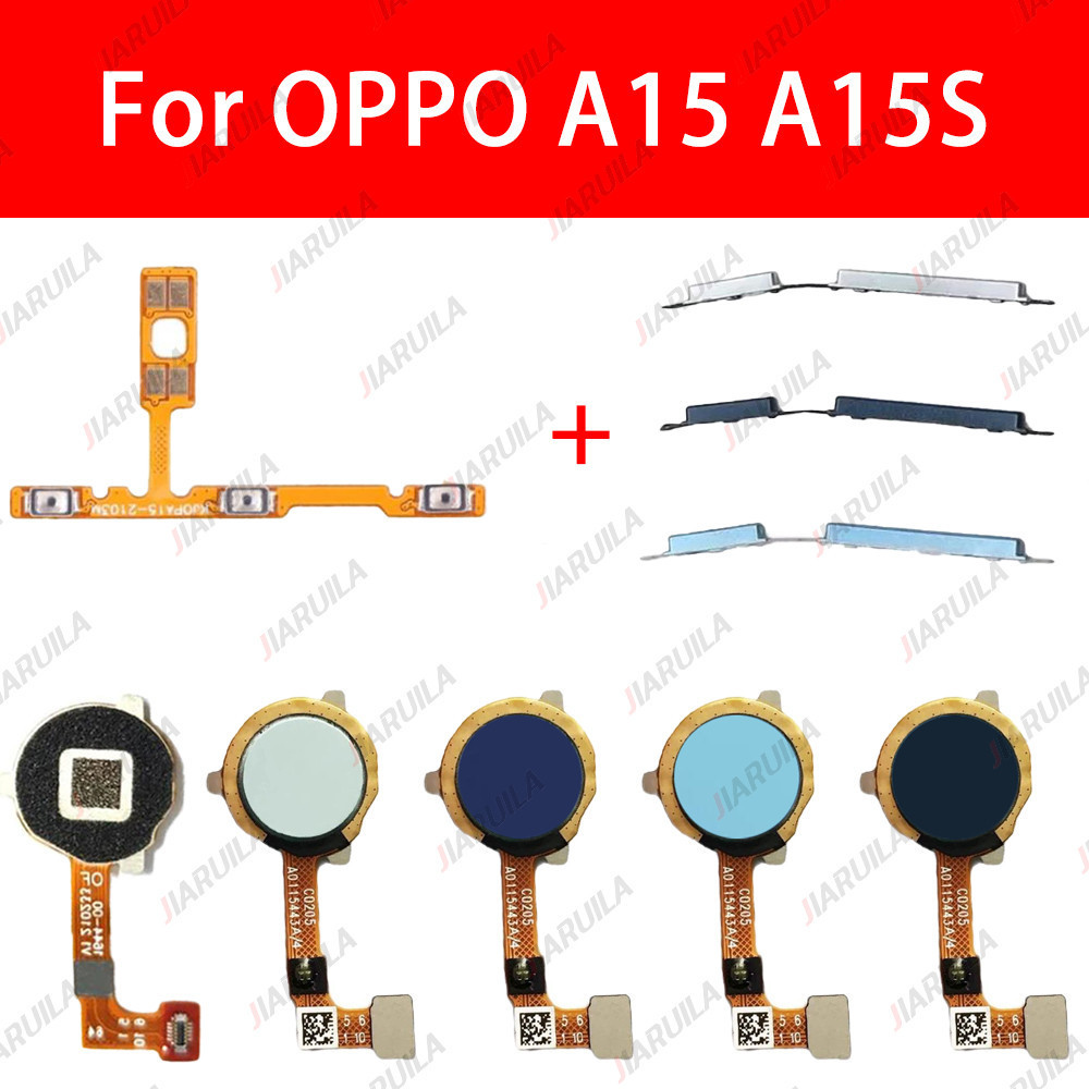 ลายนิ้วมือเซ็นเซอร์เครื่องสแกนเนอร์ปุ่มบ้านสําหรับ OPPO A15 A15S CPH2179 CPH2185 สวิทช์ปริมาณพลังงานเปิดปุ่ม Flex Cable