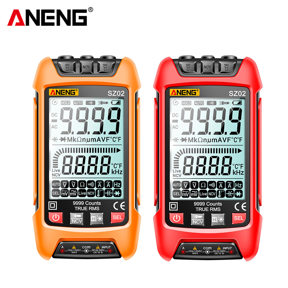 ANENG SZ02 9999 Real RM ความจุอัตโนมัตินับช่วง NCV LED Digital Multimeter