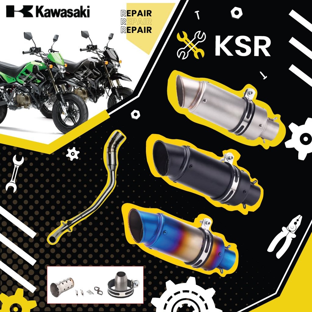 คอท่อ Kawasaki KSR วัสดุแสตนเลสเกรด304 + ปลายท่อ Akrapovic ฟรีแคทลดเสียง
