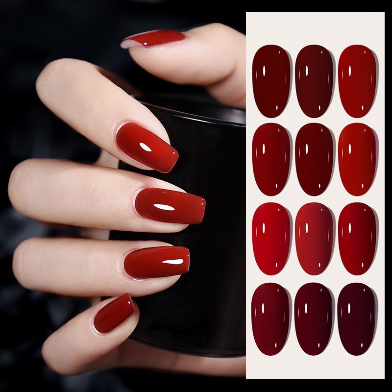GESATHEL ทําเล็บ15ml ทาเล็บเจล ยาทาเล็บเจลซีรีส์สีเชอร์รี่ 12สี ร้านทำเล็บเชอร์รี่ไวน์เรดไทม์ใหม่ ทาเล็บ สีทาเล็บ