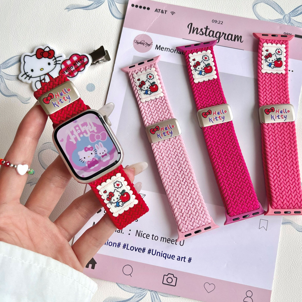 สายไนลอนแม่เหล็กลายการ์ตูน สำหรับ Apple Watch Strap Series 11 10 Ultra 2 9 8 7 6 5 SE 4 3 สายนาฬิกา Band iWatch 49 46 45 44 42 41 40 38mm ราคา ถูกที่สุด ดีลบีเคเค รูปภาพหลัก