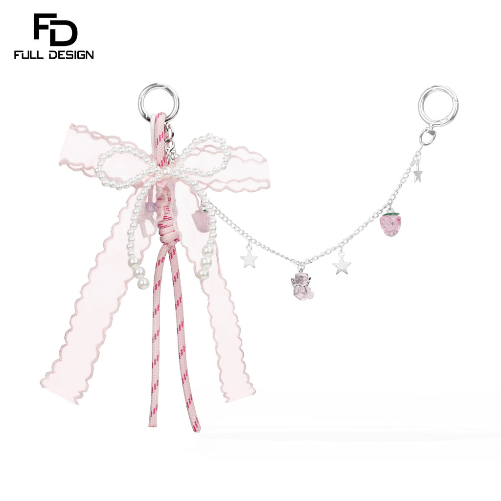 FULL DESIGN Lace ลูกไม้มุกโบว์กระเป๋าเสน่ห์พวงกุญแจที่สง่างามสําหรับกระเป๋าถือและกระเป๋าเป้สะพายหลัง Bag Charms