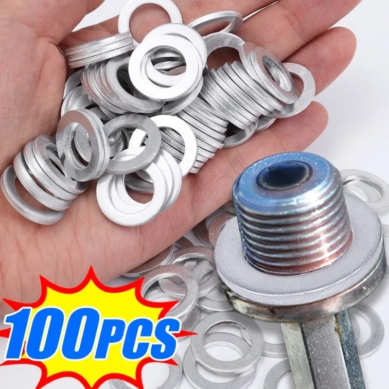 20/50/100PCS แหวนอลูมิเนียมปะเก็นน้ํามัน - ทนทานเครื่องยนต์ Sump Seal เครื่องซักผ้า - ชุดอุปกรณ์เสริมอัตโนมัติที่ใช้งานได้จริง