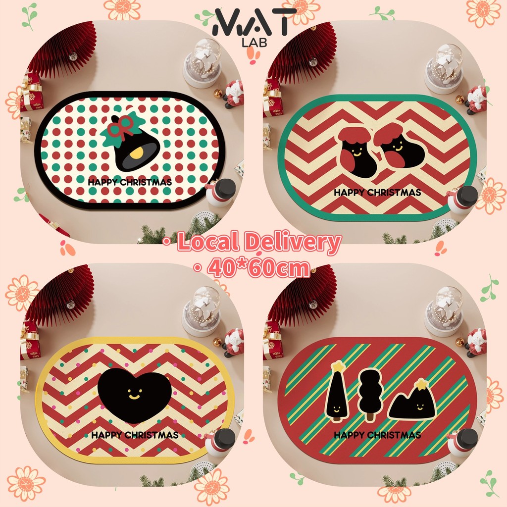 Mat Lab จัดส่งในพื้นที่🚚พรมห้องน้ํา พรมเช็ดเท้า วางหน้าห้องน้ำ ห้องครัว (ขนาด40X60CM)MAT46KT010