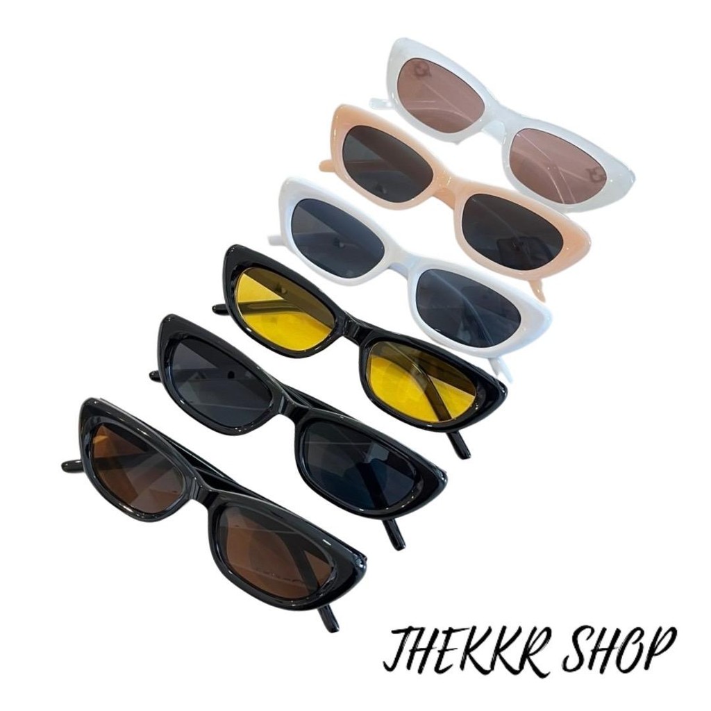 NEW Item' แว่นกันแดดทรงแคทอาย แว่นฮิปฮอปวินเทจ IU1007 ใส่เที่ยว ถ่ายรูป วัสดุดี ชายหญิงใส่ได้ มีบริก