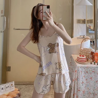 YY76 ชุดนอนสายเดียว ชุดนอนขาสั้น ใส่สบาย พร้อมส่ง