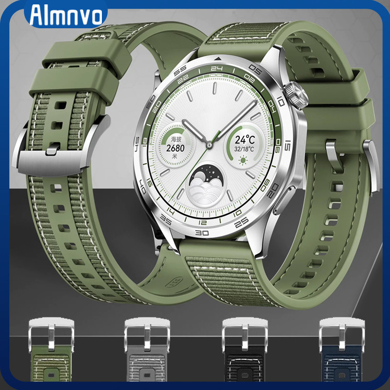 22 มม สายซิลิโคนไนลอน for Huawei Watch GT 5/4/3/2/2e Pro 46 มม 3 Pro Smartwatch ยางรัด for Samsung/Amazfit bip 6/Garmin