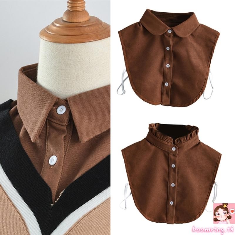 บูมสตรีที่ถอดออกได้ปกปลอมกาแฟแข็งปกครึ่งเสื้อแฟชั่นเสื้อท็อปส์