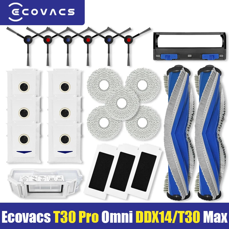 Ecovacs Debot T30 Pro Omni, YEEDI M12 Pro + เครื่องดูดฝุ่นอะไหล่อุปกรณ์เสริม Roller Side Brush Filter Mop ถุงเก็บฝุ่น