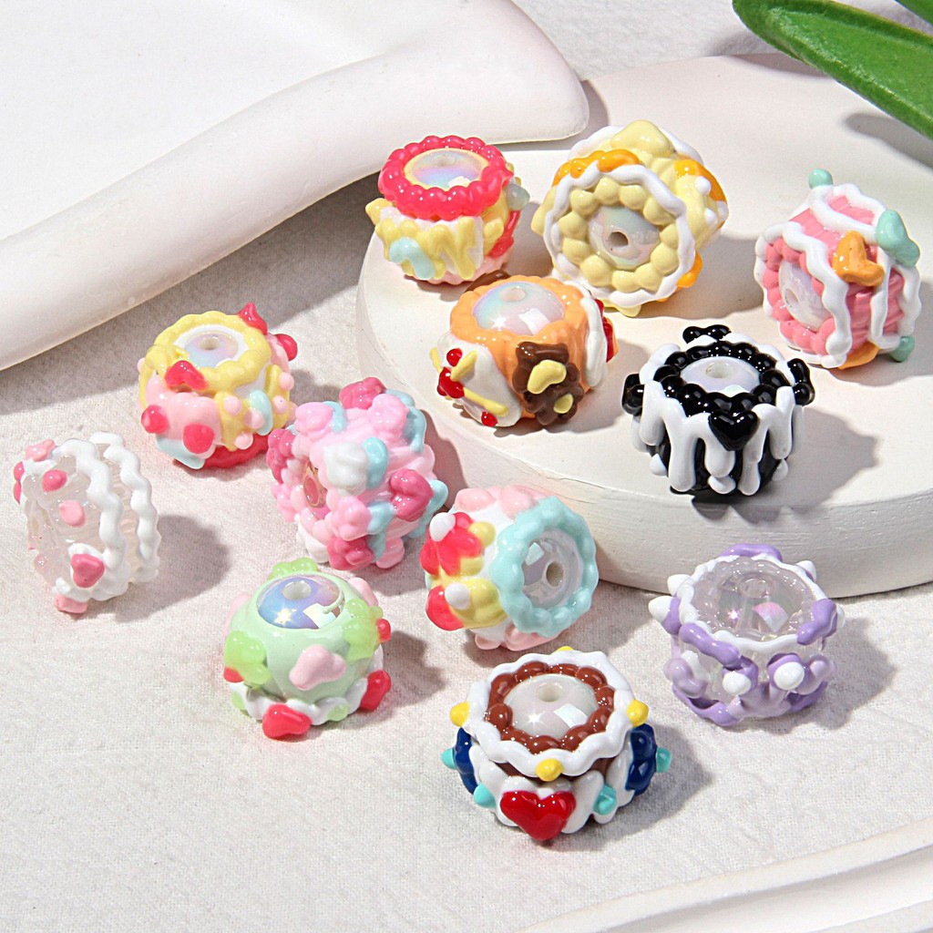 หนักน้ำมันมือวาดลูกปัดเสน่ห์โทรศัพท์มือถือลูกปัดผสมเครื่องประดับ DIY วัสดุน้ำมันลูกปัดมือวาดลูกปัดฤดูหนาวครีมลูกปัด